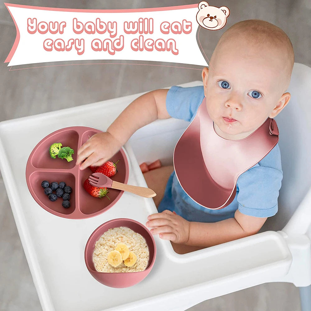 Lunivay Silicone Baby Feeding Set – Suction Bowl & Toddler Utensils