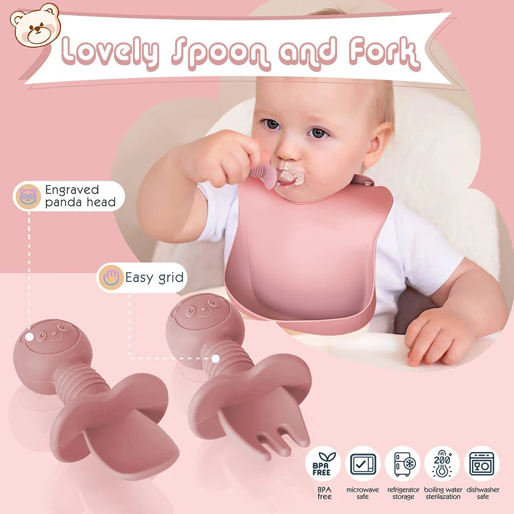 Lunivay Silicone Baby Feeding Set – Suction Bowl & Toddler Utensils